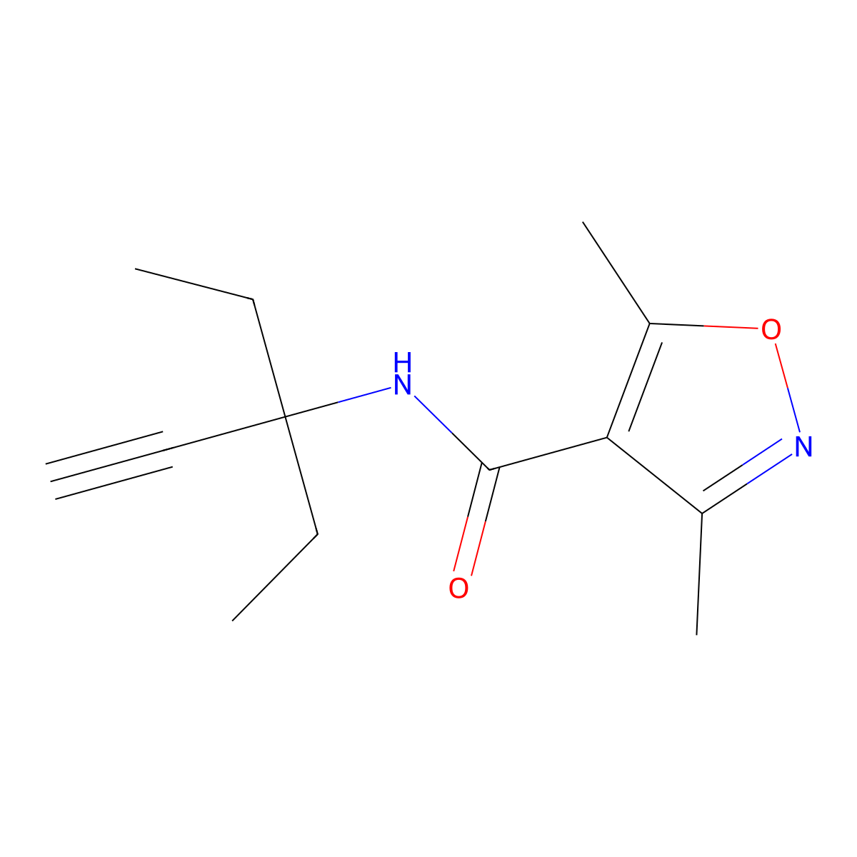 N-(3-ethylpent-1-yn-3-yl)-3,5-dimethyl-1,2-oxazole-4-carboxamide molecular structure, CAS 717860-68-9