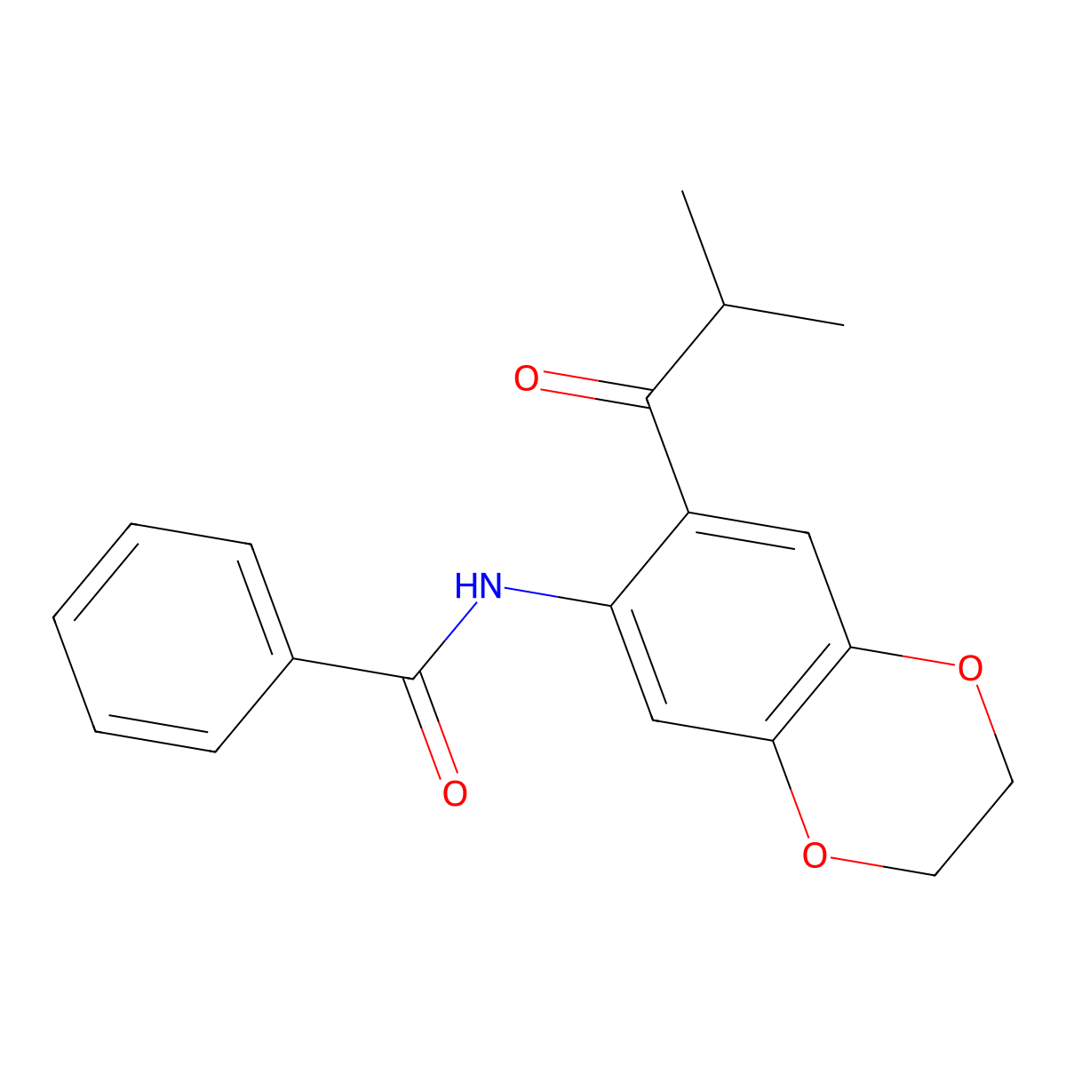 N-[7-(2-methylpropanoyl)-2,3-dihydro-1,4-benzodioxin-6-yl]benzamide molecular structure, CAS 717861-00-2