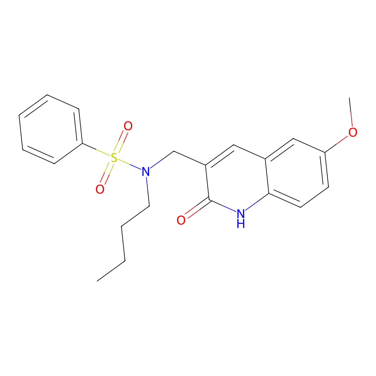 N-butyl-N-[(6-methoxy-2-oxo-1H-quinolin-3-yl)methyl]benzenesulfonamide molecular structure, CAS 717861-44-4