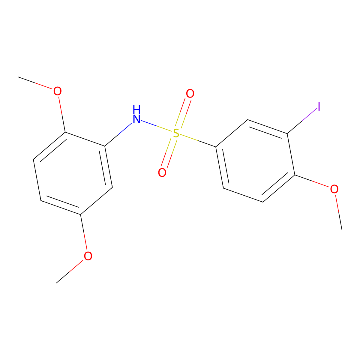 N-(2,5-dimethoxyphenyl)-3-iodo-4-methoxybenzenesulfonamide molecular structure, CAS 717861-47-7