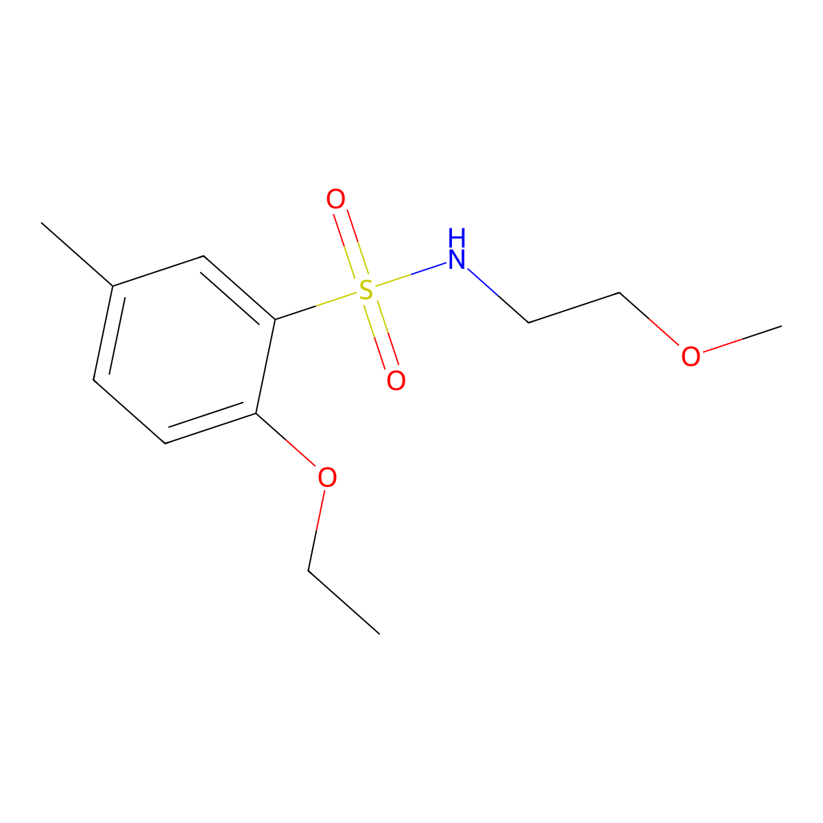 2-ethoxy-N-(2-methoxyethyl)-5-methylbenzenesulfonamide molecular structure, CAS 717861-83-1