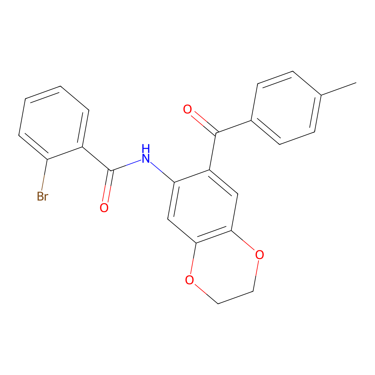 2-bromo-N-[7-(4-methylbenzoyl)-2,3-dihydro-1,4-benzodioxin-6-yl]benzamide molecular structure, CAS 717861-85-3