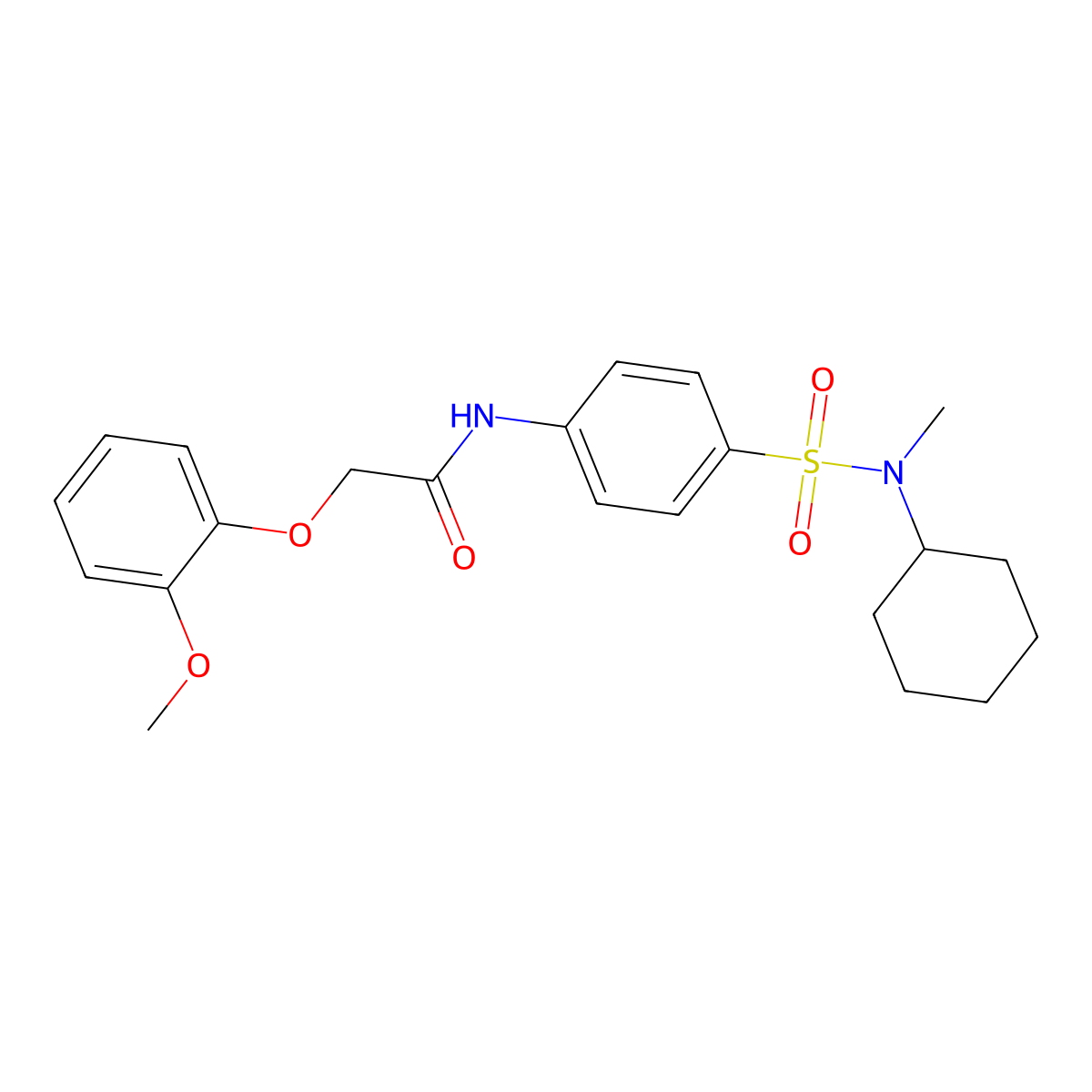 N-(4-{[cyclohexyl(methyl)amino]sulfonyl}phenyl)-2-(2-methoxyphenoxy)acetamide molecular structure, CAS 717861-87-5