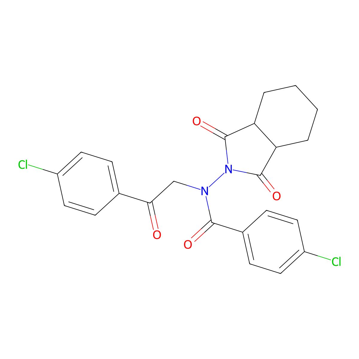 4-chloro-N-[2-(4-chlorophenyl)-2-oxoethyl]-N-(1,3-dioxo-3a,4,5,6,7,7a-hexahydroisoindol-2-yl)benzamide molecular structure, CAS 717861-93-3