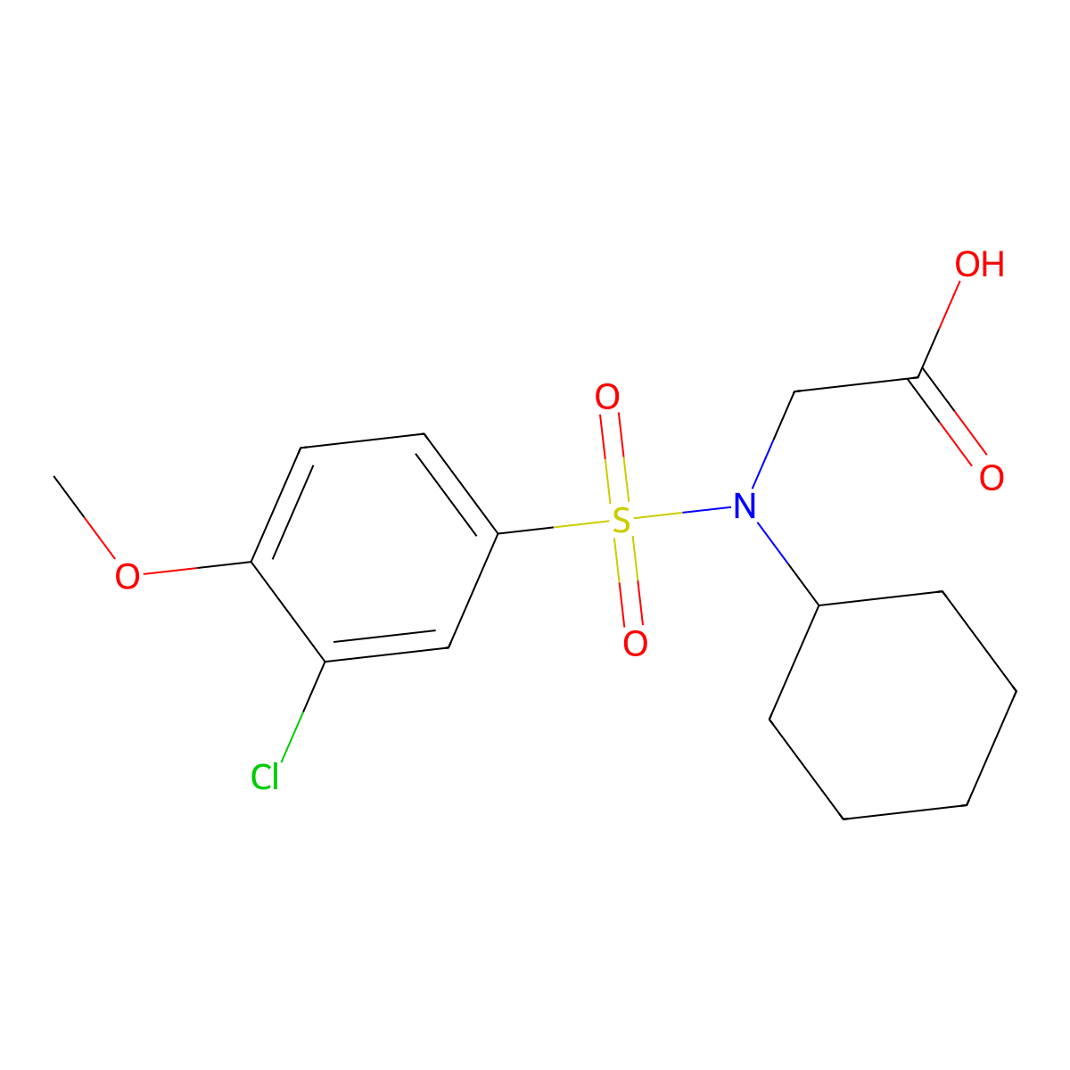 N-[(3-chloro-4-methoxyphenyl)sulfonyl]-N-cyclohexylglycine molecular structure, CAS 717862-01-6