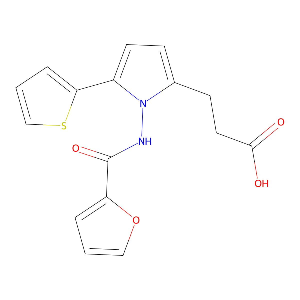 3-[1-(2-furoylamino)-5-(2-thienyl)-1H-pyrrol-2-yl]propanoic acid molecular structure, CAS 717862-26-5