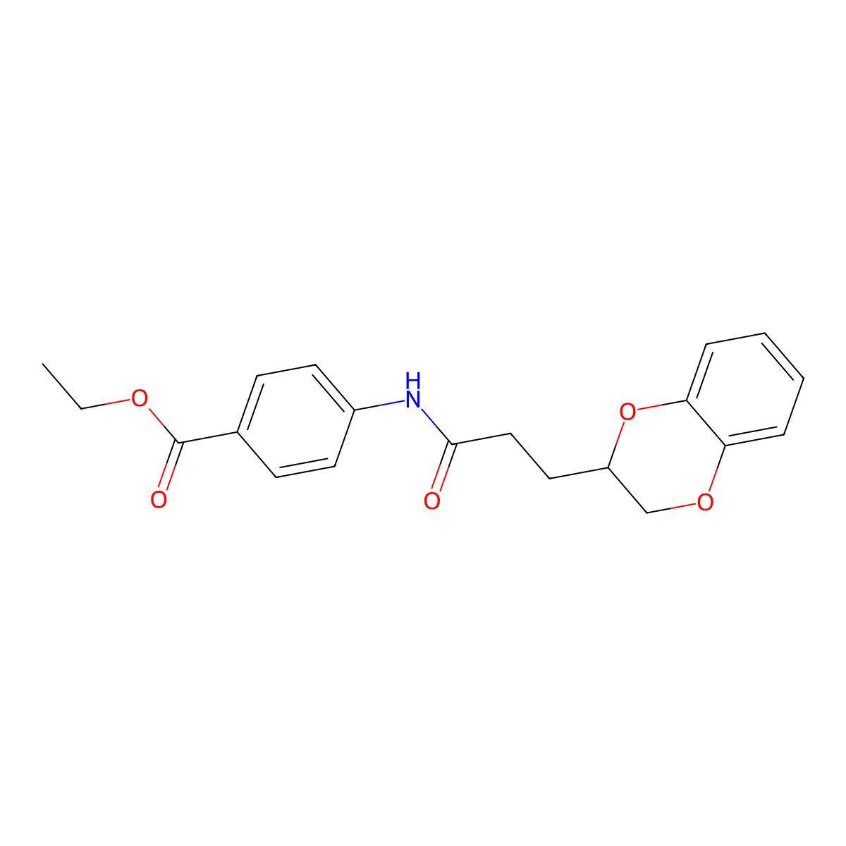 Ethyl 4-[3-(2,3-dihydro-1,4-benzodioxin-3-yl)propanoylamino]benzoate molecular structure, CAS 717862-31-2
