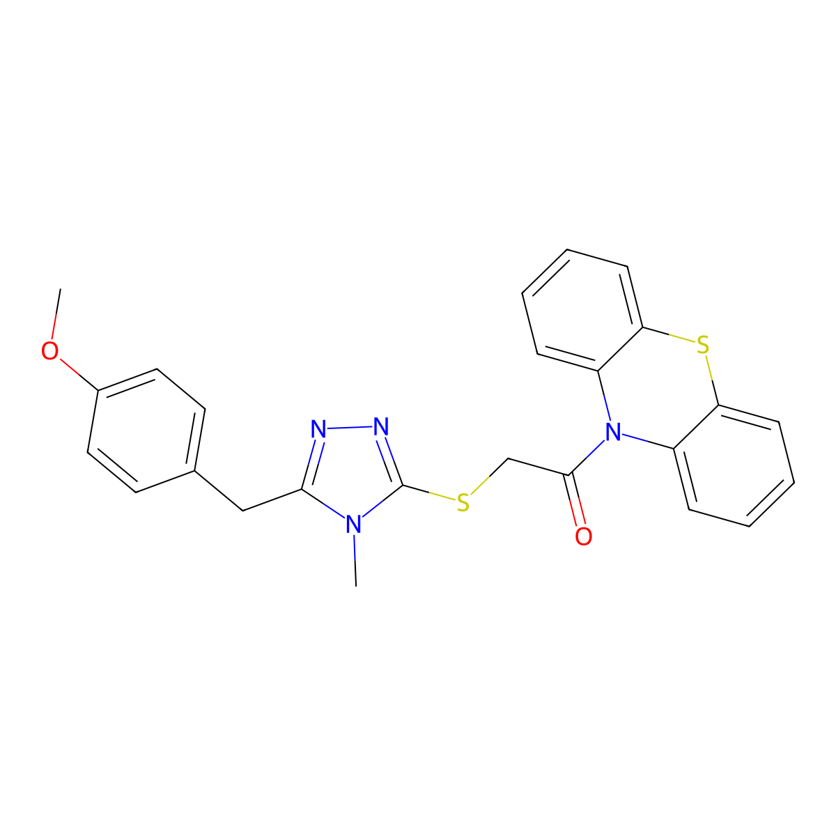 2-[[5-[(4-Methoxyphenyl)methyl]-4-methyl-1,2,4-triazol-3-yl]sulfanyl]-1-phenothiazin-10-ylethanone molecular structure, CAS 717862-32-3