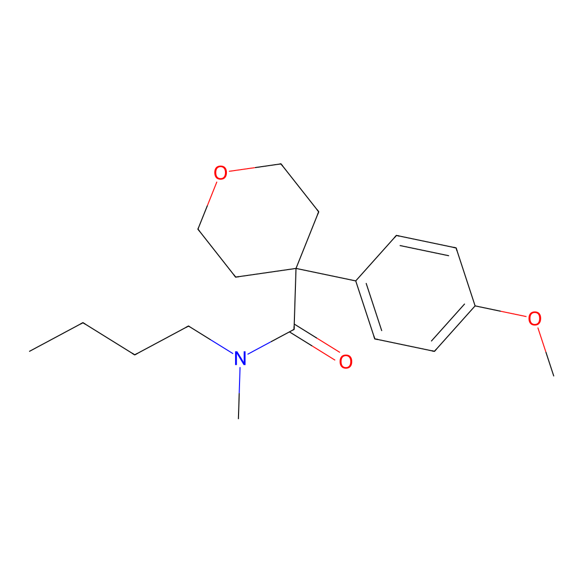 N-butyl-4-(4-methoxyphenyl)-N-methyloxane-4-carboxamide molecular structure, CAS 717862-64-1
