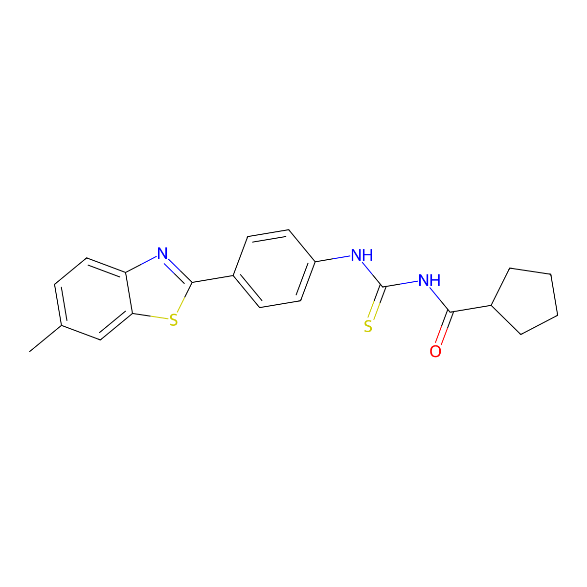 N-[[4-(6-methyl-1,3-benzothiazol-2-yl)phenyl]carbamothioyl]cyclopentanecarboxamide molecular structure, CAS 717862-78-7