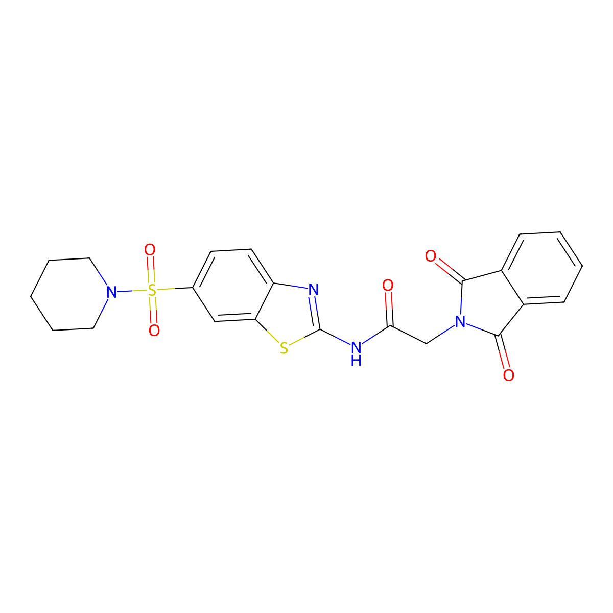 2-(1,3-dioxoisoindol-2-yl)-N-(6-piperidin-1-ylsulfonyl-1,3-benzothiazol-2-yl)acetamide molecular structure, CAS 717862-94-7