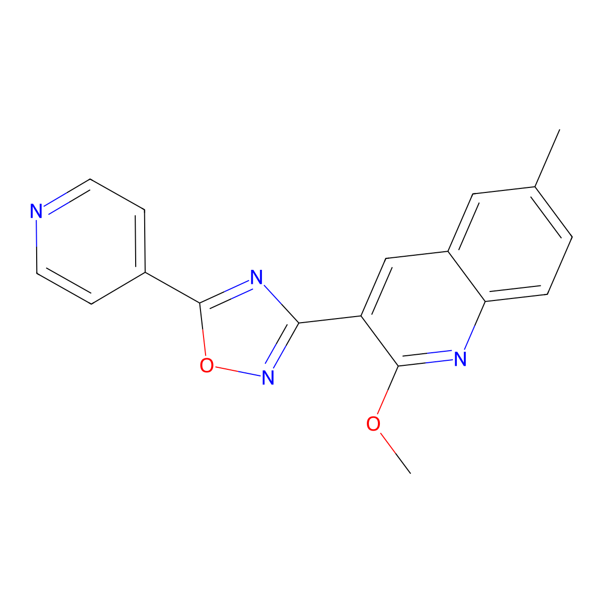 3-(2-Methoxy-6-methylquinolin-3-yl)-5-pyridin-4-yl-1,2,4-oxadiazole molecular structure, CAS 717863-03-1