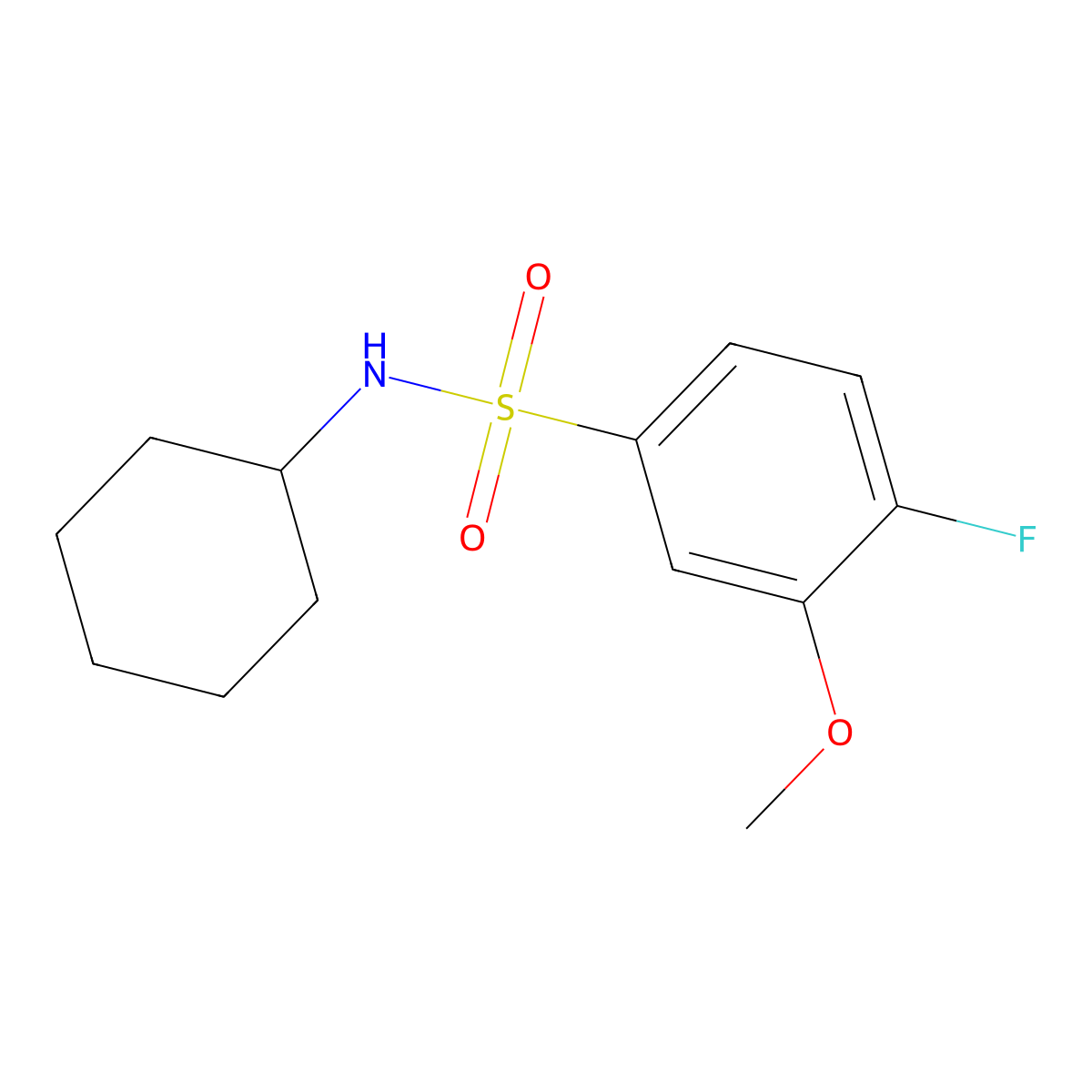 N-cyclohexyl-4-fluoro-3-methoxybenzenesulfonamide molecular structure, CAS 717863-04-2