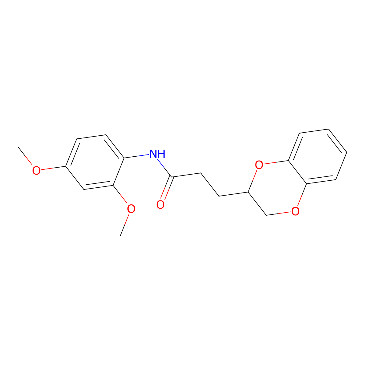 3-(2,3-dihydro-1,4-benzodioxin-2-yl)-N-(2,4-dimethoxyphenyl)propanamide molecular structure, CAS 717863-06-4