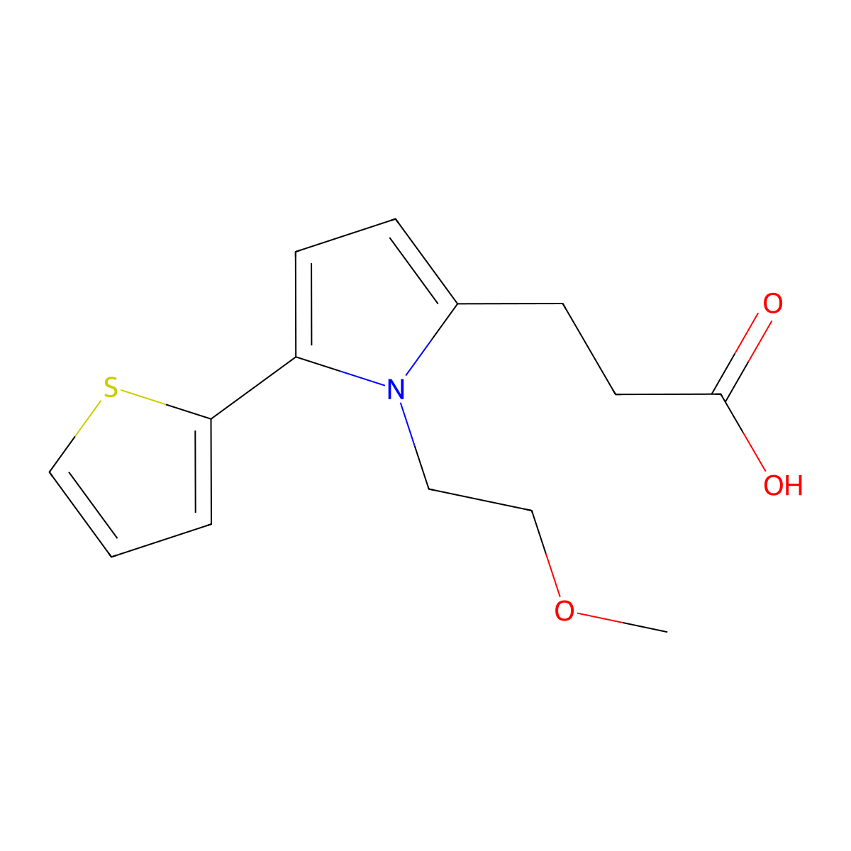 3-[1-(2-methoxyethyl)-5-(thiophen-2-yl)-1H-pyrrol-2-yl]propanoic acid molecular structure, CAS 717863-08-6