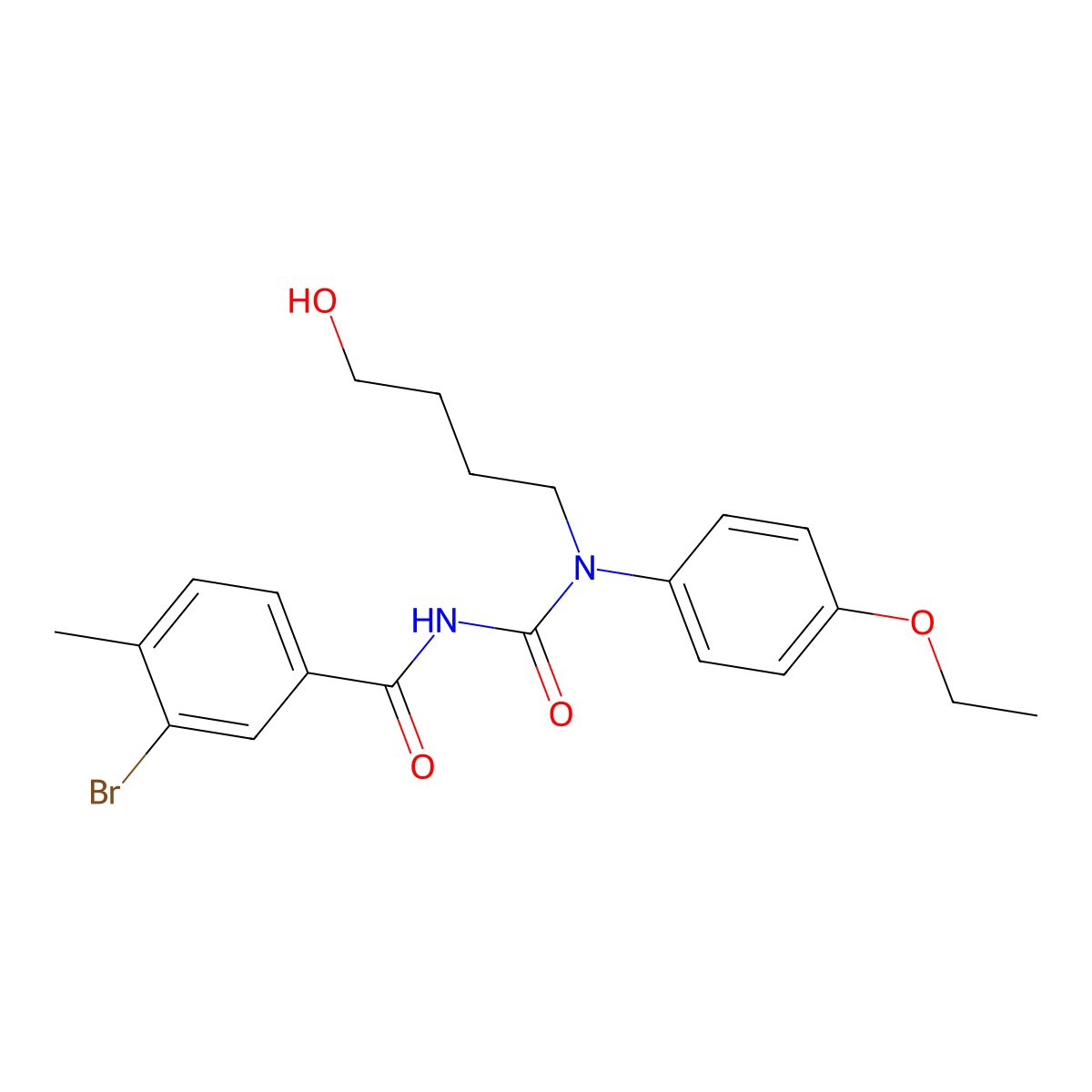 3-bromo-N-[(4-ethoxyphenyl)-(4-hydroxybutyl)carbamoyl]-4-methylbenzamide molecular structure, CAS 717863-28-0