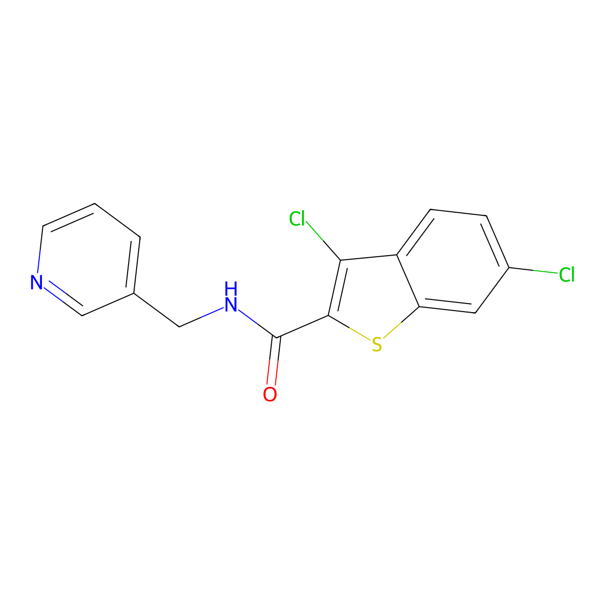 3,6-dichloro-N-(3-pyridinylmethyl)-1-benzothiophene-2-carboxamide molecular structure, CAS 717863-38-2