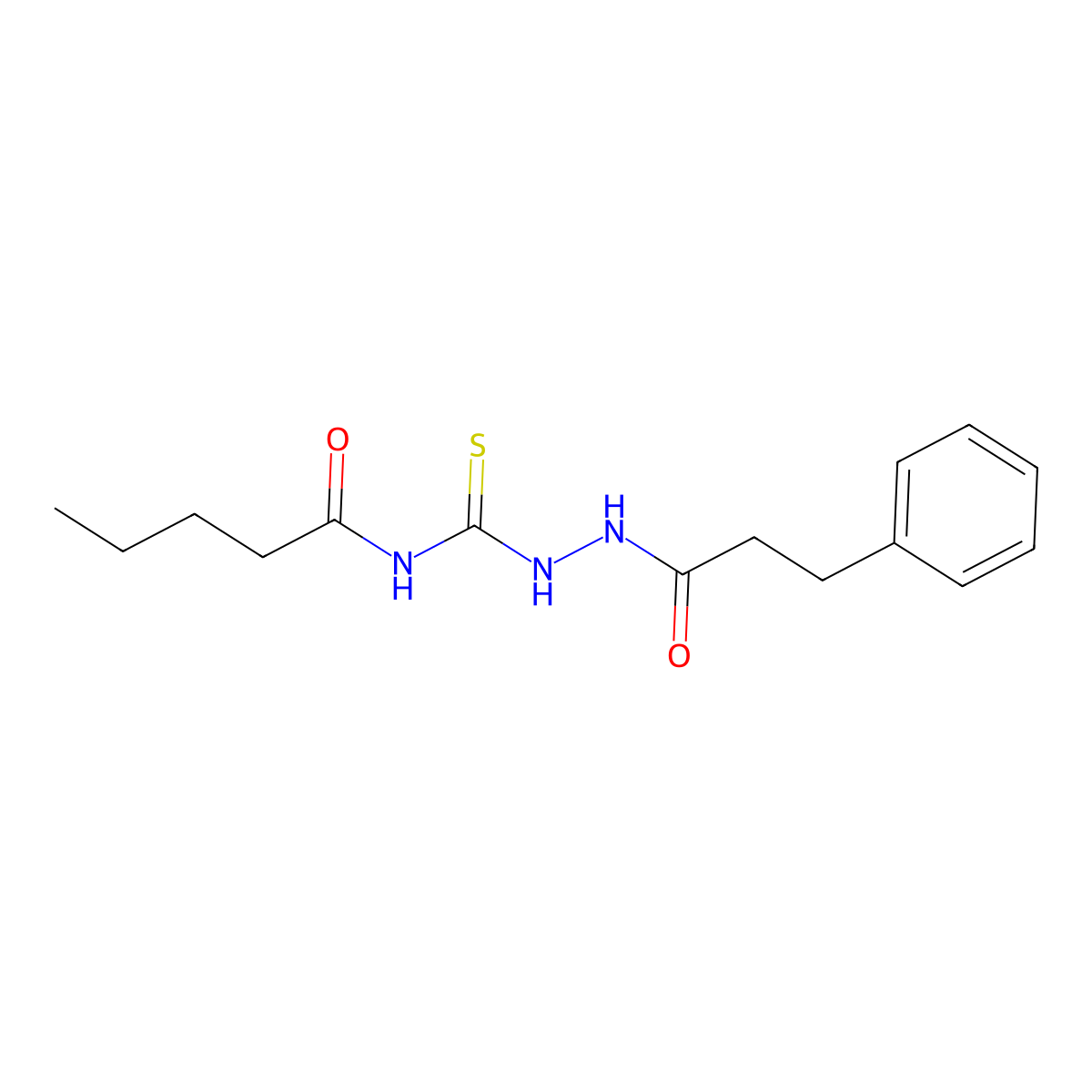 N-[[(1-oxo-3-phenylpropyl)hydrazo]-sulfanylidenemethyl]pentanamide molecular structure, CAS 717863-74-6