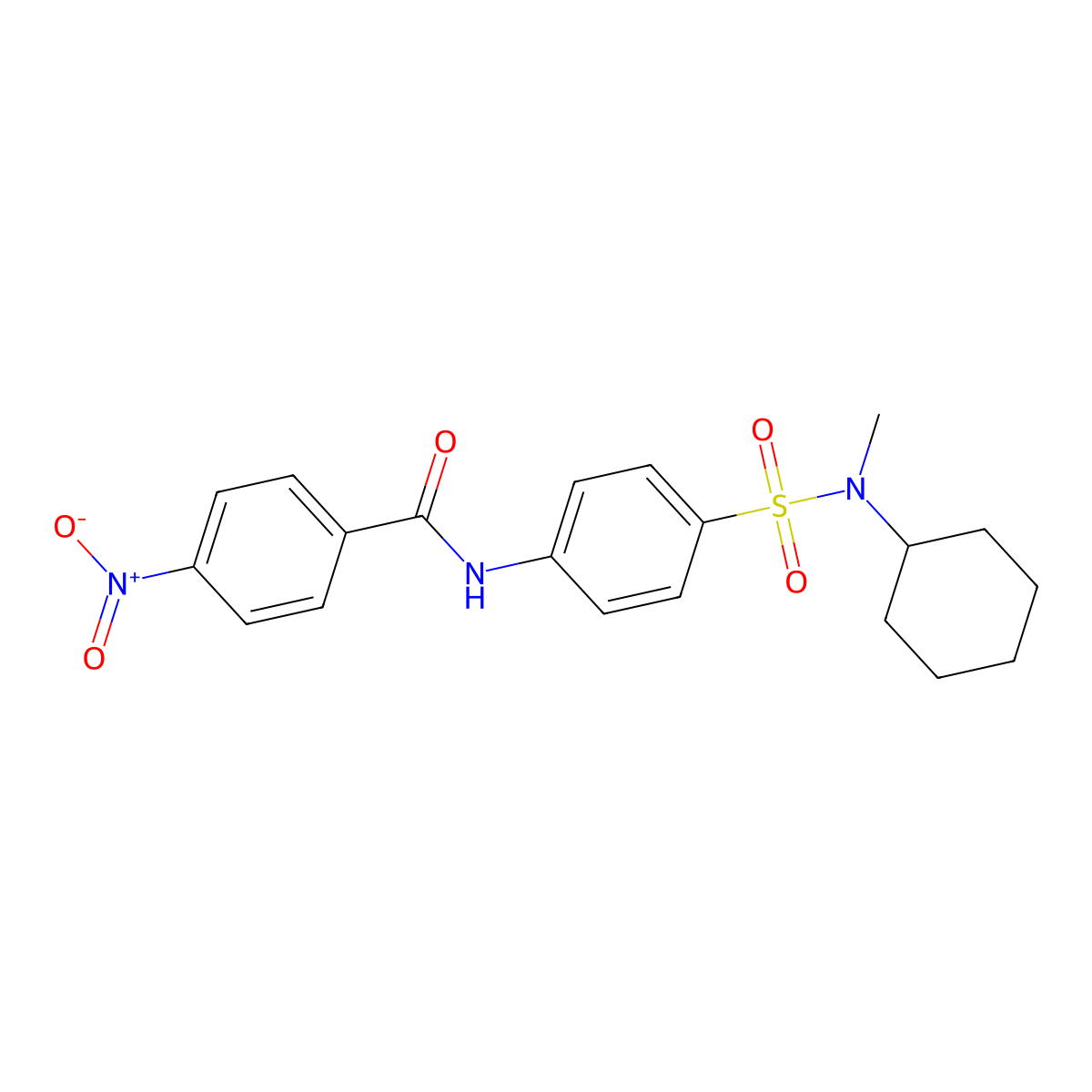 N-[4-[cyclohexyl(methyl)sulfamoyl]phenyl]-4-nitrobenzamide molecular structure, CAS 717863-93-9