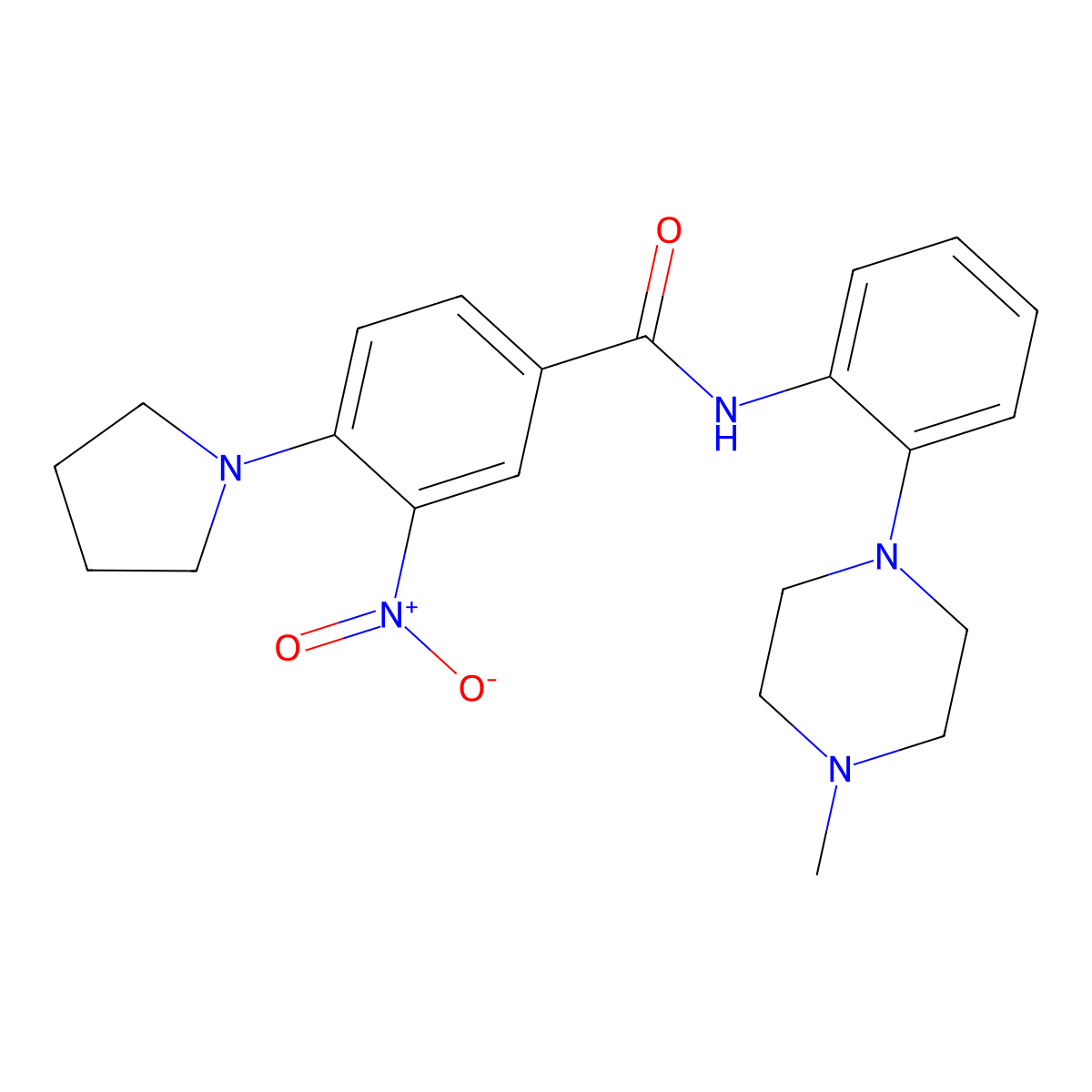 N-[2-(4-methylpiperazin-1-yl)phenyl]-3-nitro-4-pyrrolidin-1-ylbenzamide molecular structure, CAS 717864-00-1