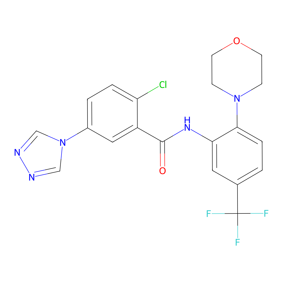 2-chloro-N-[2-morpholin-4-yl-5-(trifluoromethyl)phenyl]-5-(1,2,4-triazol-4-yl)benzamide molecular structure, CAS 717864-03-4
