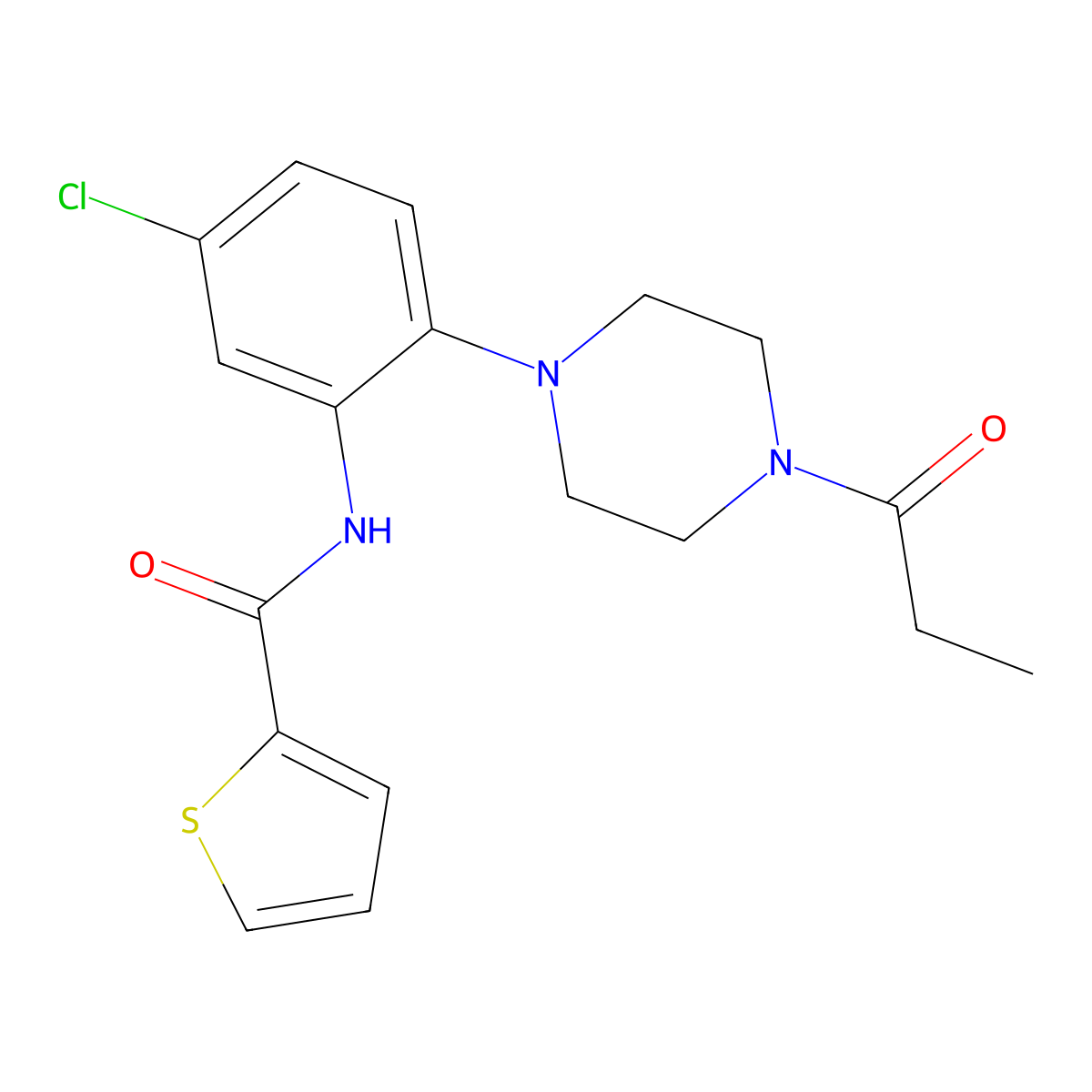 N-[5-chloro-2-(4-propanoylpiperazin-1-yl)phenyl]thiophene-2-carboxamide molecular structure, CAS 717864-07-8