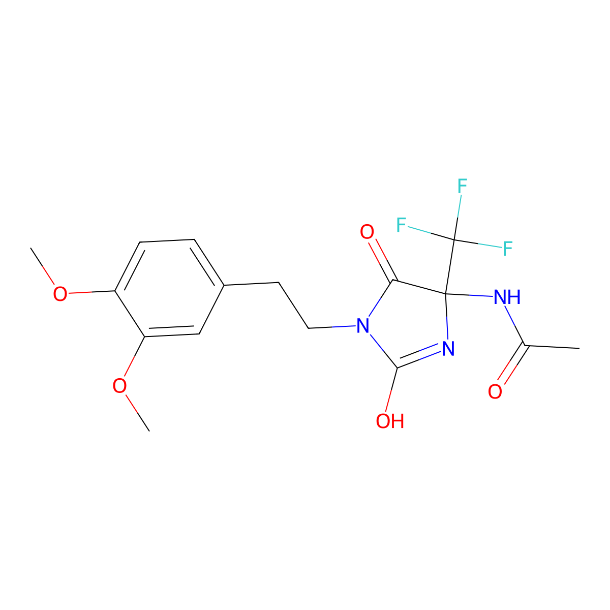 N-[1-[2-(3,4-dimethoxyphenyl)ethyl]-2,5-dioxo-4-(trifluoromethyl)imidazolidin-4-yl]acetamide molecular structure, CAS 717864-16-9