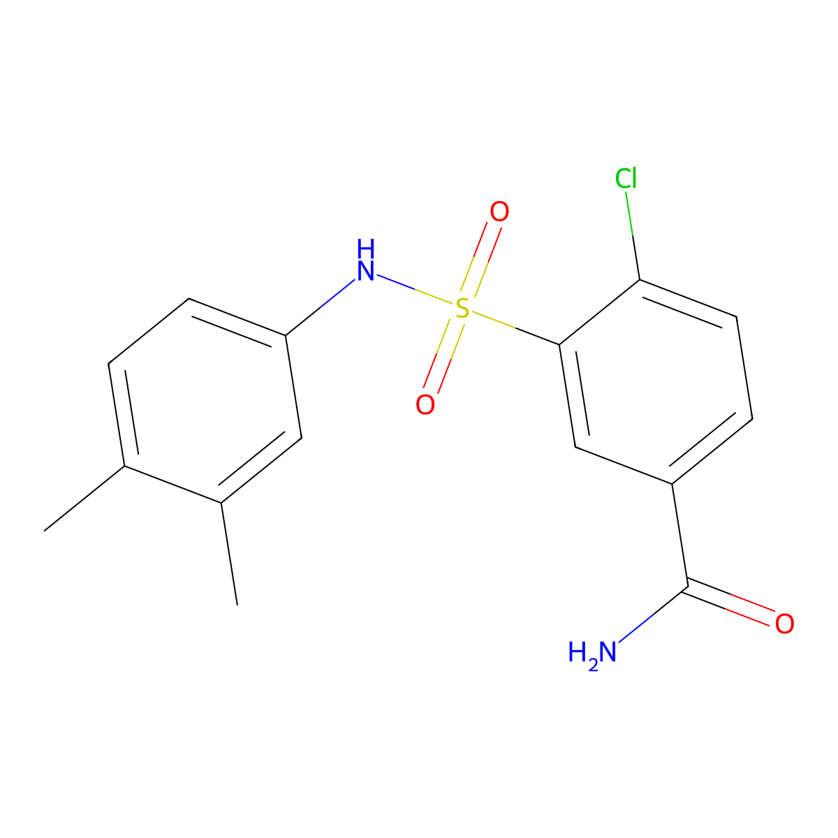 4-Chloro-3-[(3,4-dimethylphenyl)sulfamoyl]benzamide molecular structure, CAS 717864-21-6
