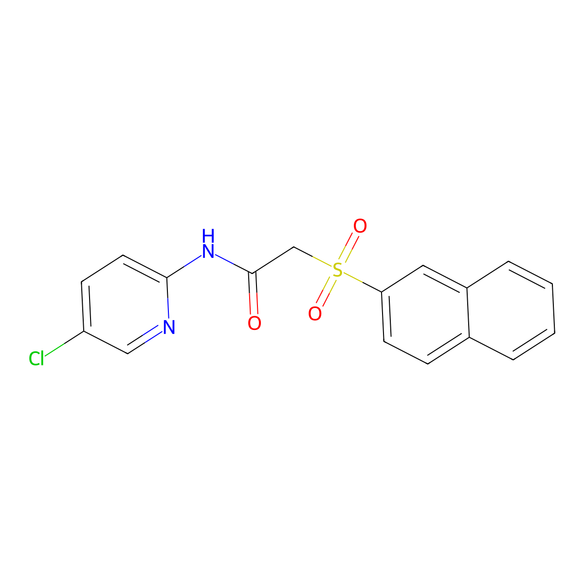 N-(5-chloropyridin-2-yl)-2-naphthalen-2-ylsulfonylacetamide molecular structure, CAS 717864-51-2