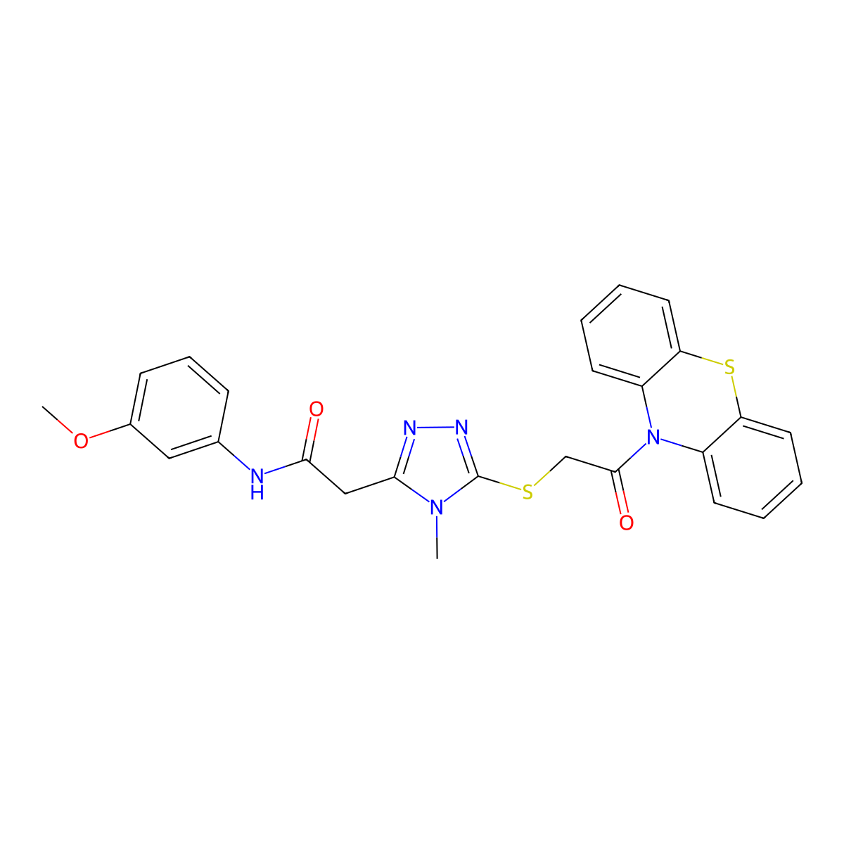 N-(3-methoxyphenyl)-2-[4-methyl-5-(2-oxo-2-phenothiazin-10-ylethyl)sulfanyl-1,2,4-triazol-3-yl]acetamide molecular structure, CAS 717864-65-8
