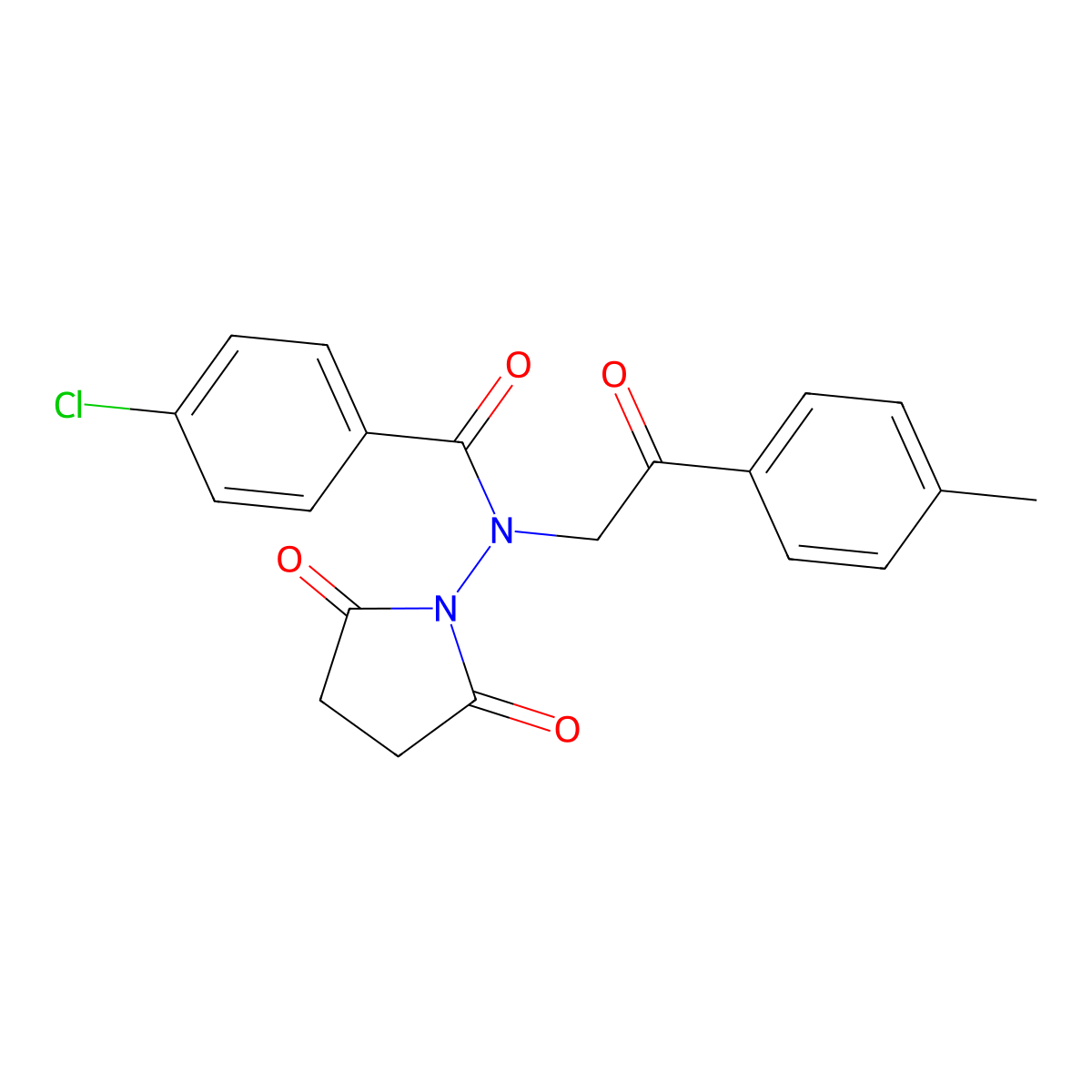 4-chloro-N-(2,5-dioxopyrrolidin-1-yl)-N-[2-(4-methylphenyl)-2-oxoethyl]benzamide molecular structure, CAS 717864-69-2