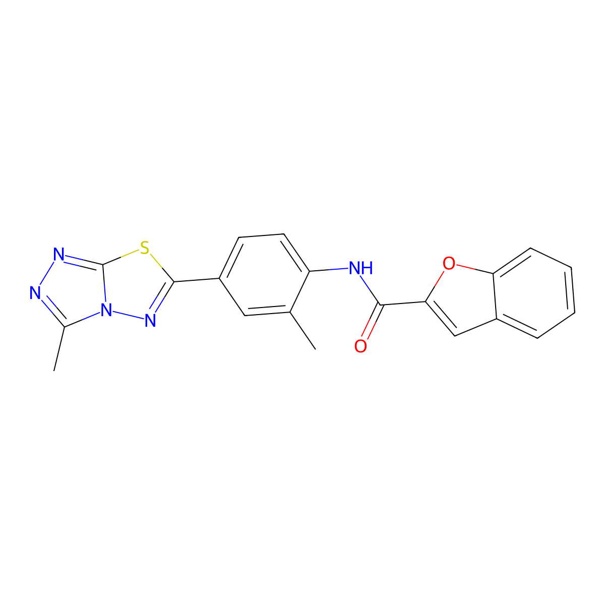 N-[2-methyl-4-(3-methyl[1,2,4]triazolo[3,4-b][1,3,4]thiadiazol-6-yl)phenyl]-1-benzofuran-2-carboxamide molecular structure, CAS 717865-05-9