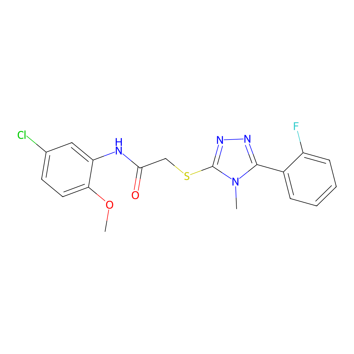 N-(5-chloro-2-methoxyphenyl)-2-[[5-(2-fluorophenyl)-4-methyl-1,2,4-triazol-3-yl]sulfanyl]acetamide molecular structure, CAS 717865-08-2