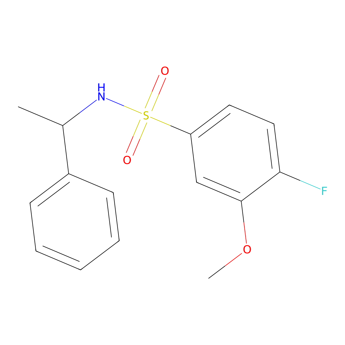 4-fluoro-3-methoxy-N-(1-phenylethyl)benzenesulfonamide molecular structure, CAS 717865-28-6