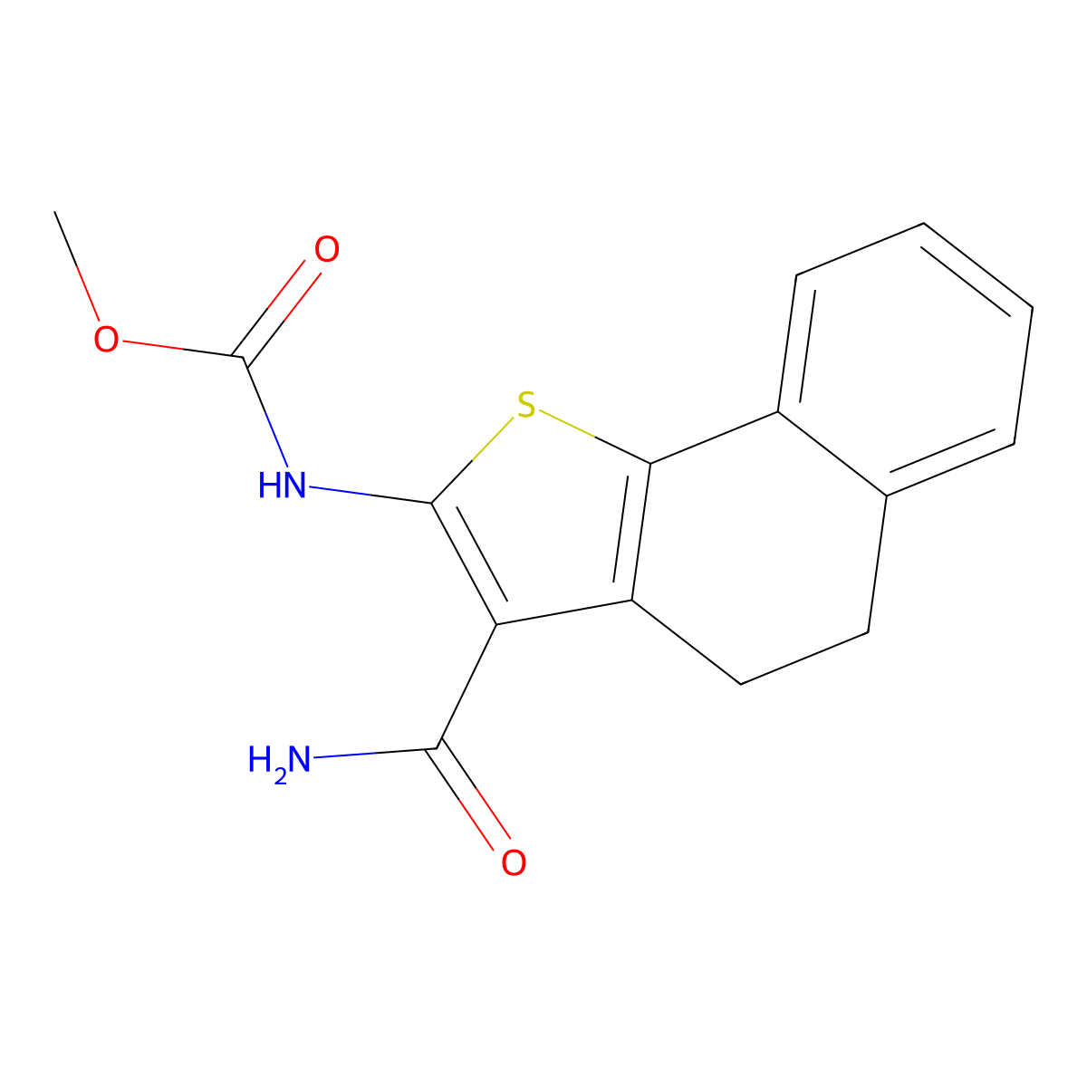 Methyl (3-carbamoyl-4,5-dihydronaphtho[1,2-b]thiophen-2-yl)carbamate molecular structure, CAS 717866-59-6