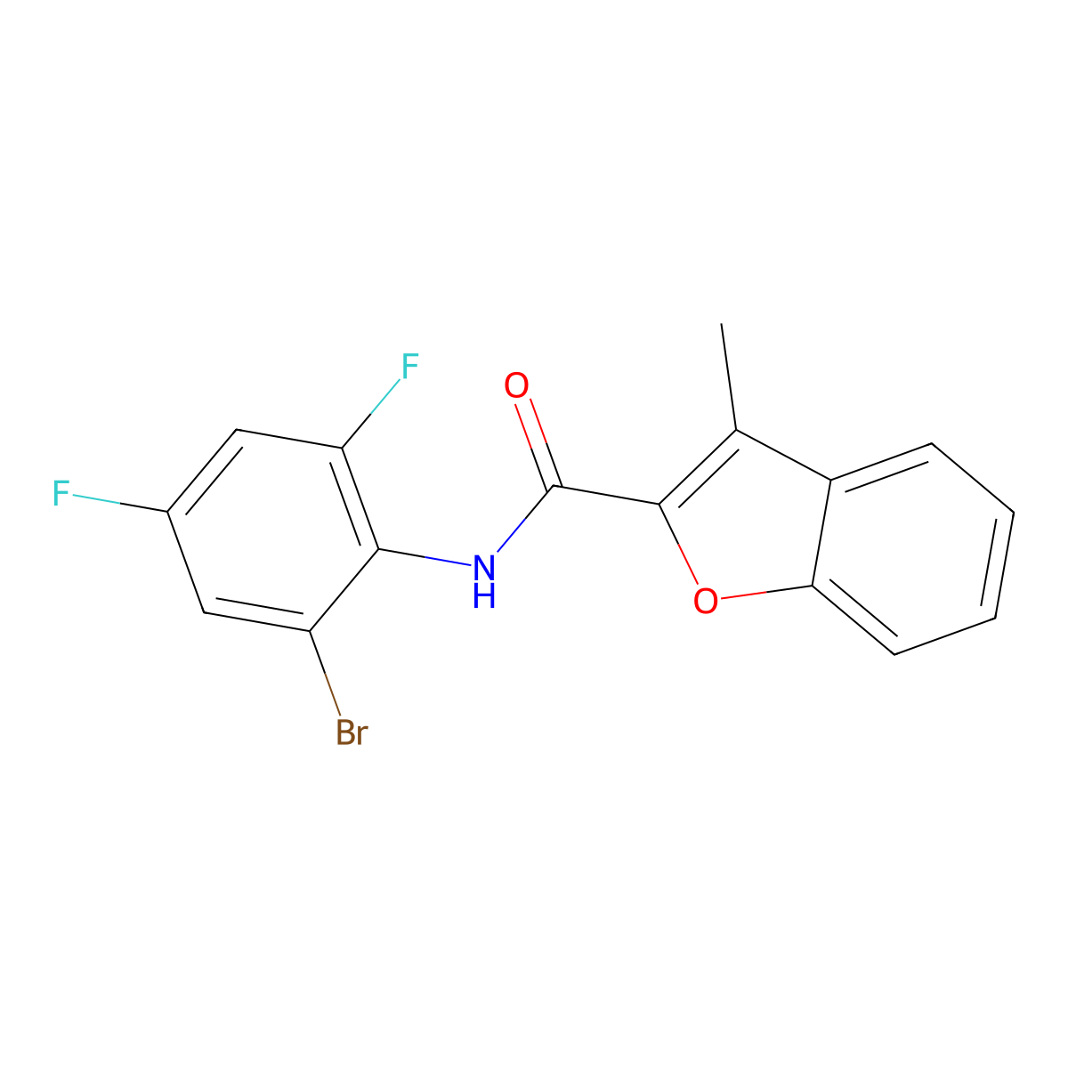 N-(2-bromo-4,6-difluorophenyl)-3-methyl-1-benzofuran-2-carboxamide molecular structure, CAS 717866-80-3