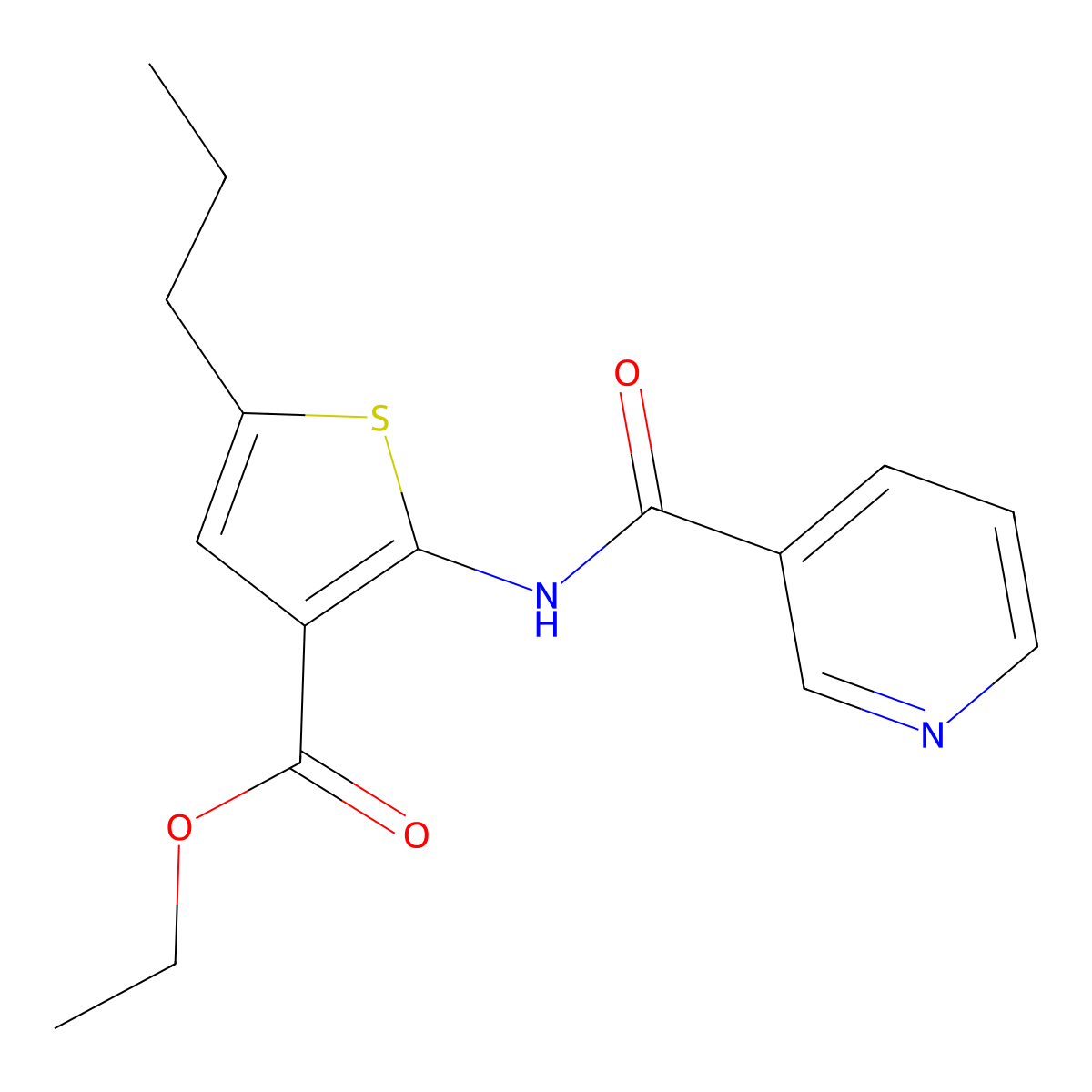 Ethyl 5-propyl-2-(pyridine-3-carbonylamino)thiophene-3-carboxylate molecular structure, CAS 717866-85-8