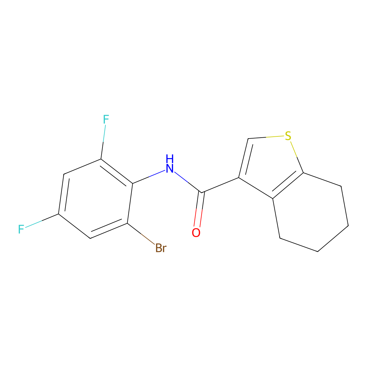 N-(2-bromo-4,6-difluorophenyl)-4,5,6,7-tetrahydro-1-benzothiophene-3-carboxamide molecular structure, CAS 717867-03-3
