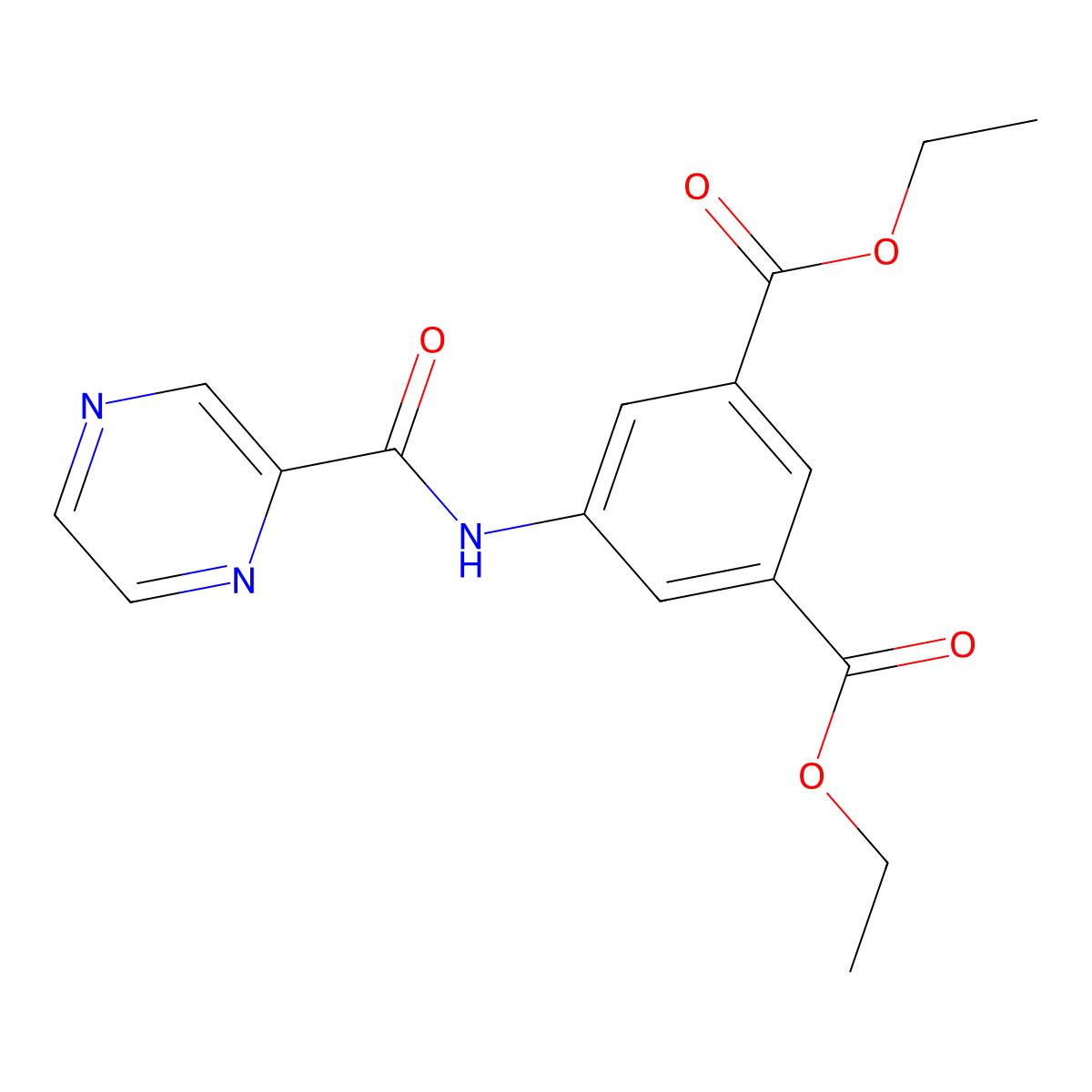 Diethyl 5-[(2-pyrazinylcarbonyl)amino]isophthalate molecular structure, CAS 717867-40-8