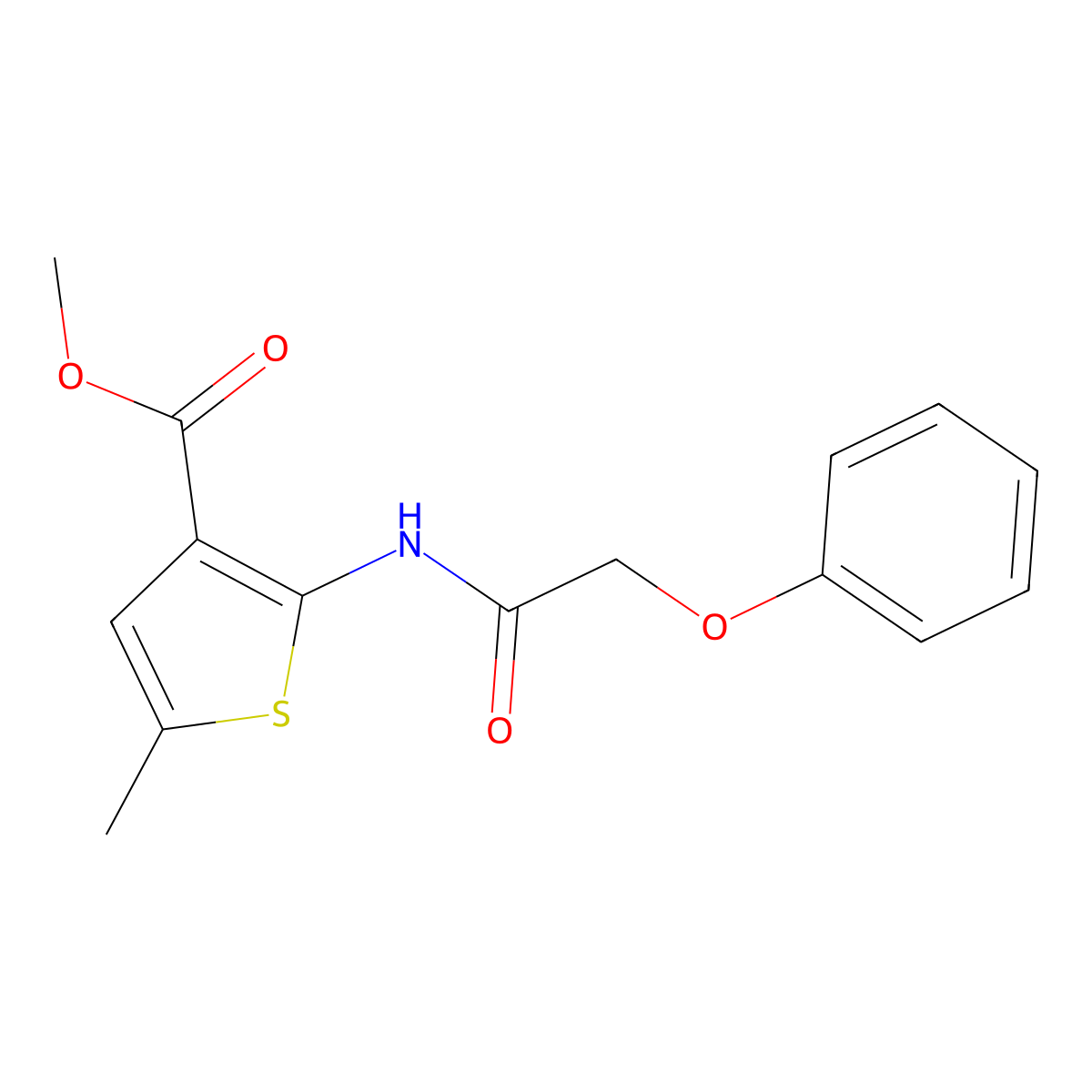 Methyl 5-methyl-2-[(2-phenoxyacetyl)amino]thiophene-3-carboxylate molecular structure, CAS 717867-54-4