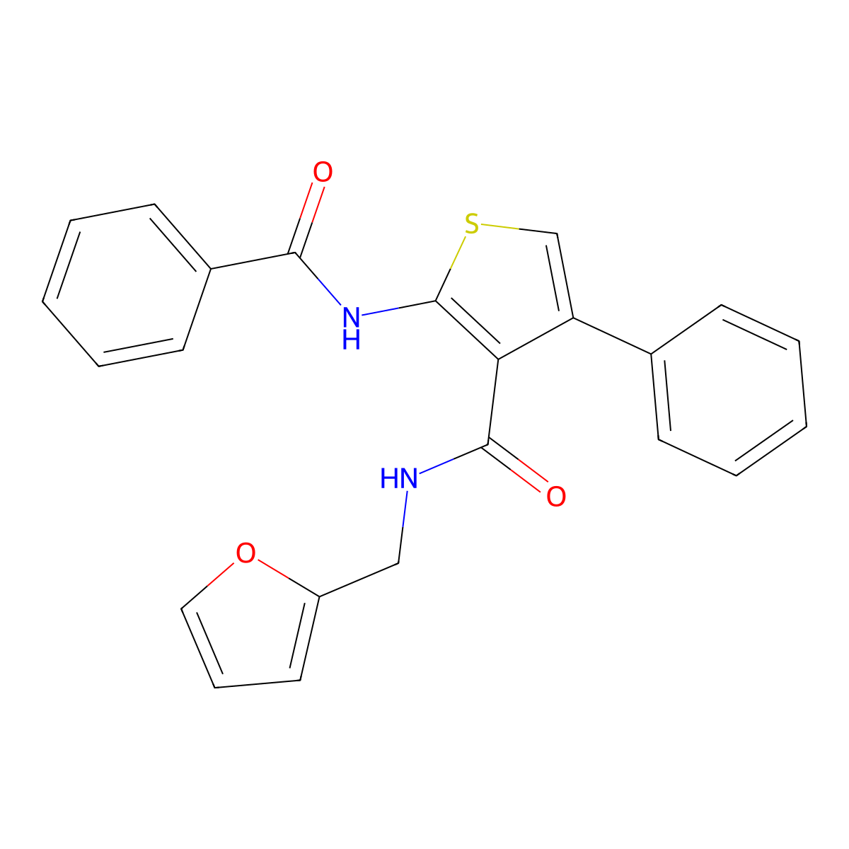 2-benzamido-N-(furan-2-ylmethyl)-4-phenylthiophene-3-carboxamide molecular structure, CAS 717867-99-7
