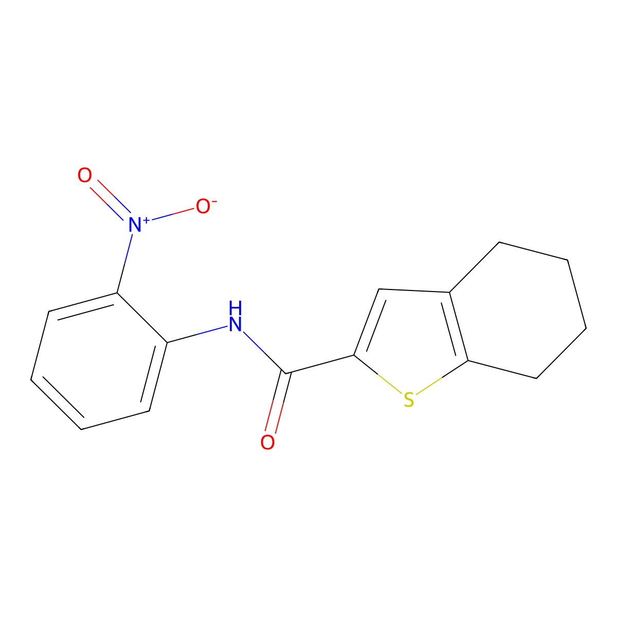N-(2-nitrophenyl)-4,5,6,7-tetrahydro-1-benzothiophene-2-carboxamide molecular structure, CAS 717868-02-5