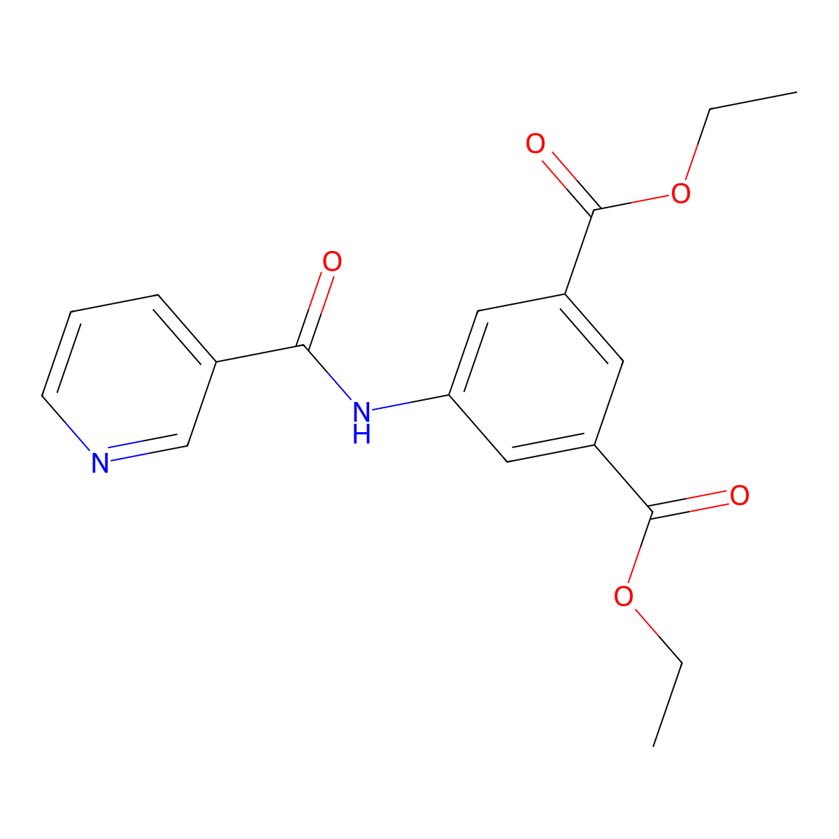 Diethyl 5-[(3-pyridinylcarbonyl)amino]isophthalate molecular structure, CAS 717868-37-6