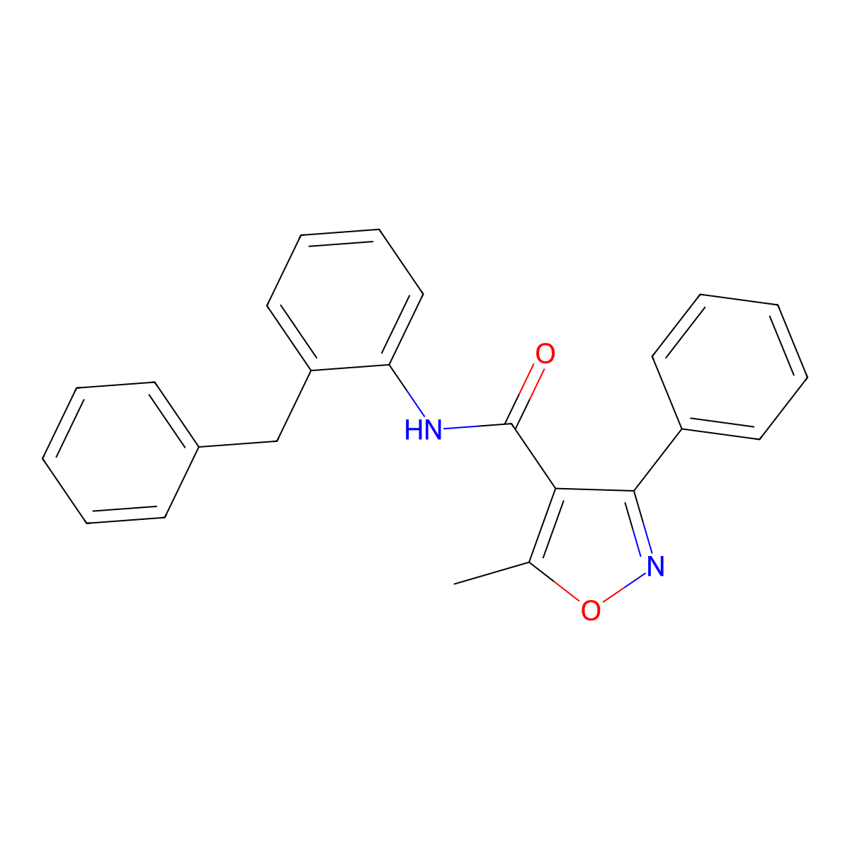 N-(2-benzylphenyl)-5-methyl-3-phenyl-1,2-oxazole-4-carboxamide molecular structure, CAS 717868-55-8
