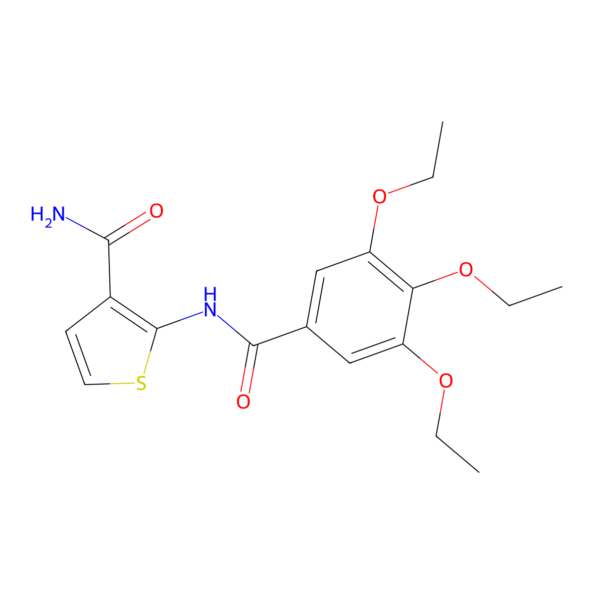 2-[(3,4,5-Triethoxybenzoyl)amino]thiophene-3-carboxamide molecular structure, CAS 717868-65-0