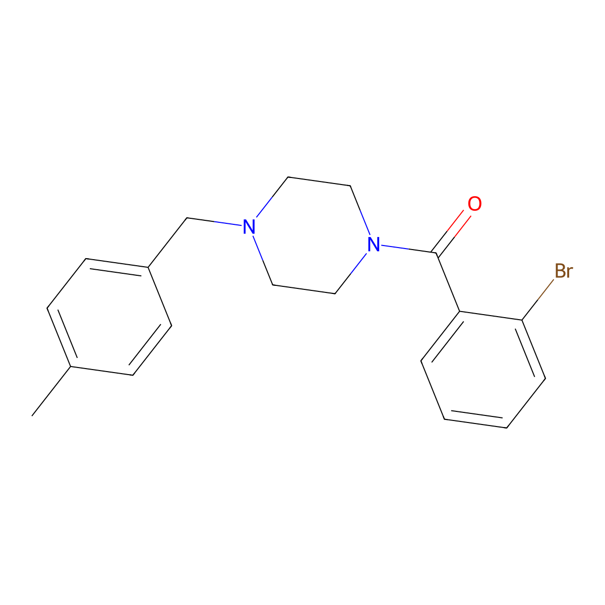 (2-Bromophenyl)-[4-[(4-methylphenyl)methyl]piperazin-1-yl]methanone molecular structure, CAS 717868-80-9