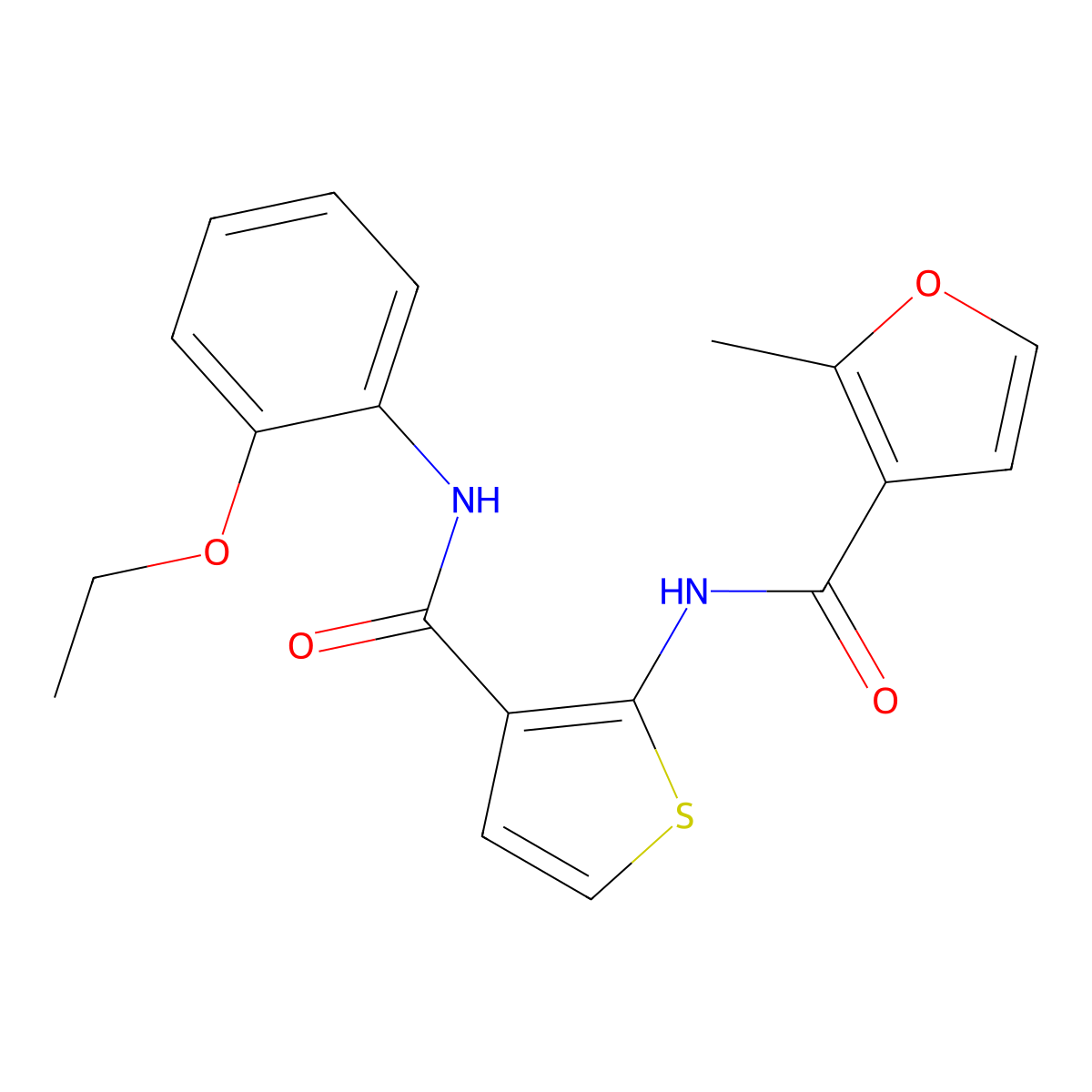 N-[3-[(2-ethoxyphenyl)carbamoyl]thiophen-2-yl]-2-methylfuran-3-carboxamide molecular structure, CAS 717868-91-2