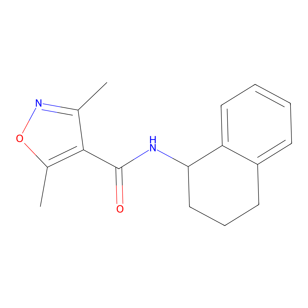3,5-dimethyl-N-(1,2,3,4-tetrahydronaphthalen-1-yl)-1,2-oxazole-4-carboxamide molecular structure, CAS 717869-20-0