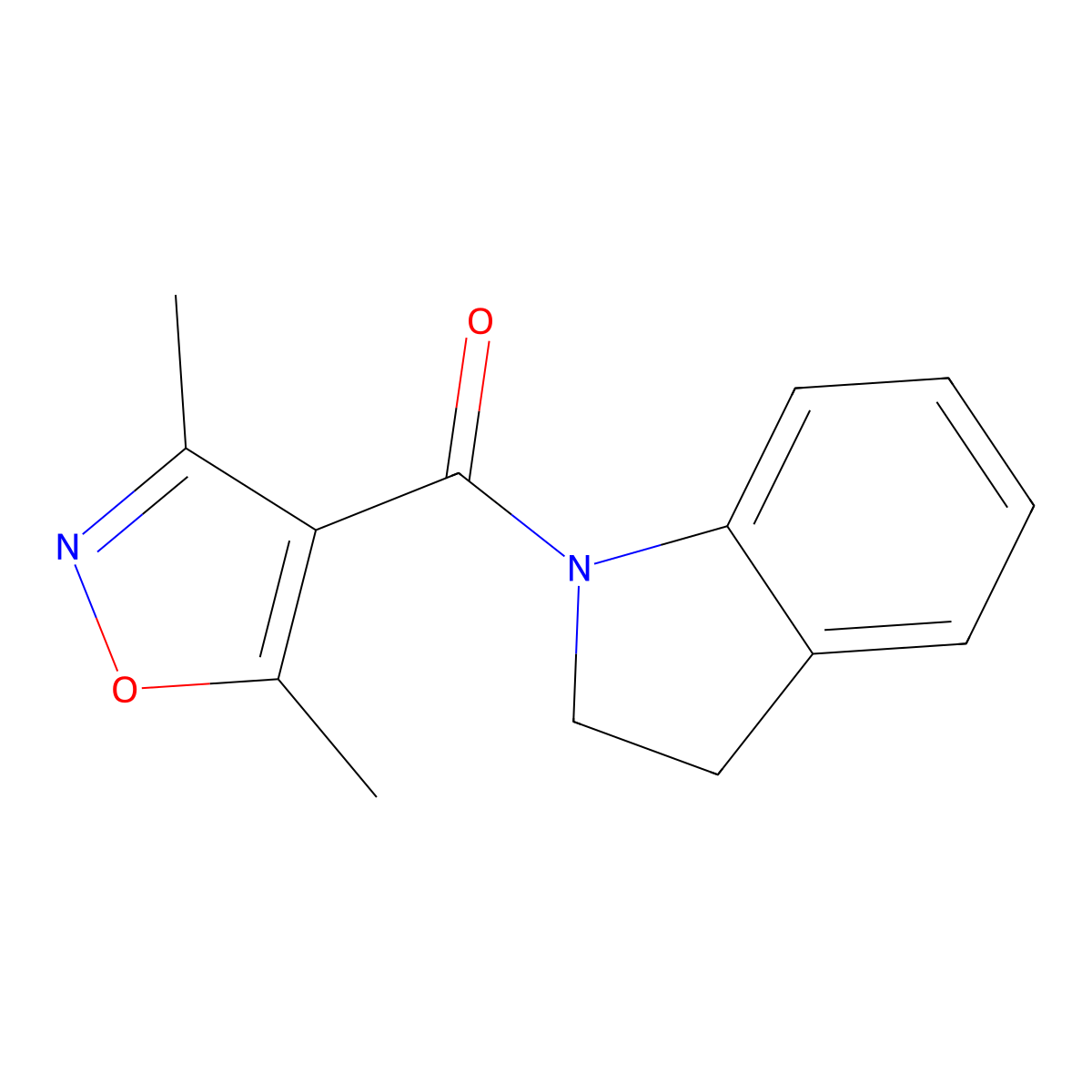 2,3-Dihydroindol-1-yl-(3,5-dimethyl-1,2-oxazol-4-yl)methanone molecular structure, CAS 717869-38-0