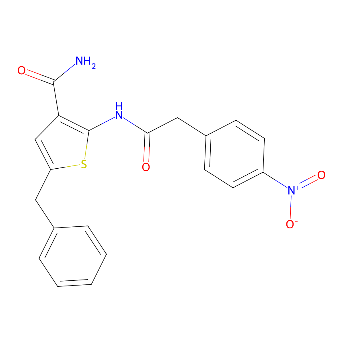 5-Benzyl-2-[[2-(4-nitrophenyl)acetyl]amino]thiophene-3-carboxamide molecular structure, CAS 717869-45-9